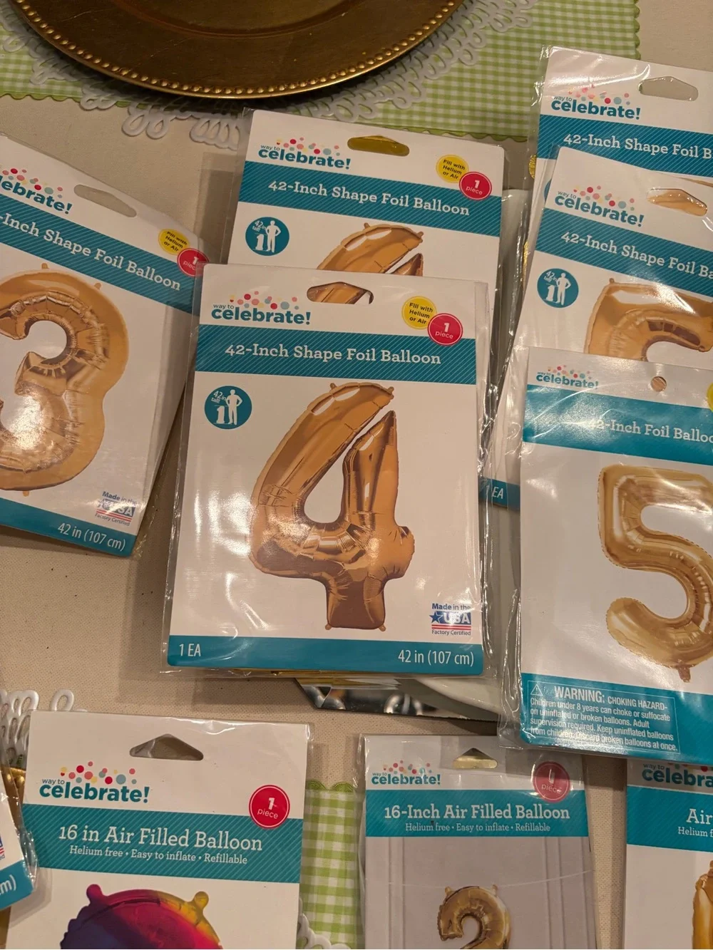 Small, Large & XL foil balloon numbers gold festive festival party disco 22